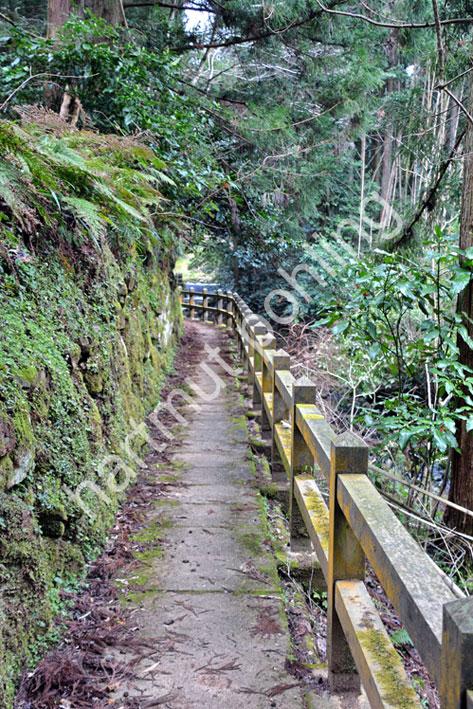 JAPAN-LANDSCAPE-IWAMI-GINZAN-PATH-TO-RYUGENJI-MABU03 Pfad neben Fluß zum Ryugenji-Mabu-Stollen der Iwami Ginzan Silbermine