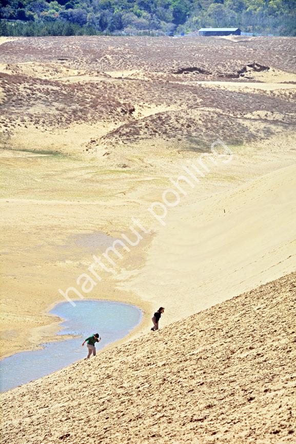 JAPAN-LANDSCAPE-TOTTORI-DUNES Touristen laufen über den Dünen von Tottori bis zum Japanischen Meer